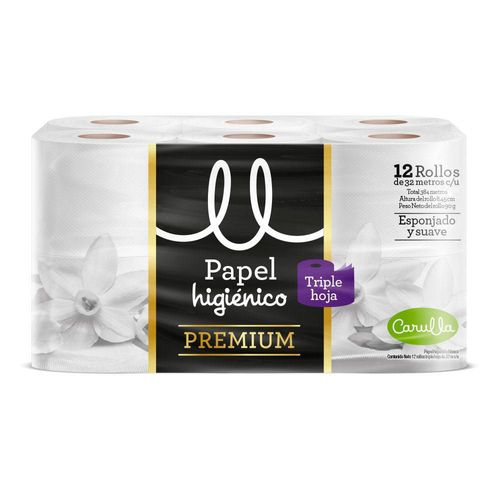 Papel higiénico CARULLA premium x12 rollos (384  mts)