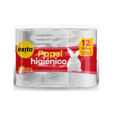 Papel higiénico EXITO MARCA PROPIA triple hoja x12 rollos (420  mts)