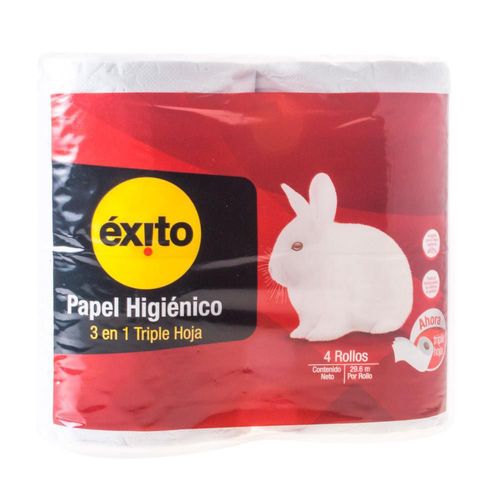 Papel higiénico EXITO MARCA PROPIA triple hoja x4 rollos (116  mts)