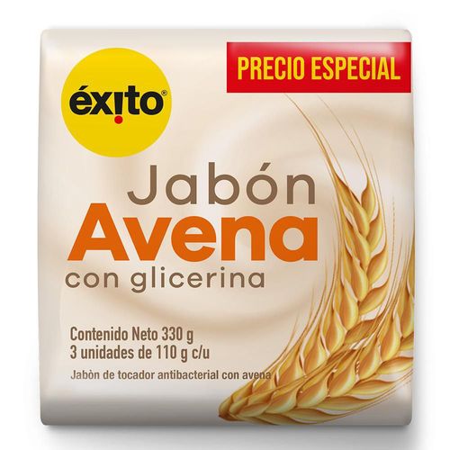 Jabón de tocador EXITO MARCA PROPIA antibacterial avena (330  gr)