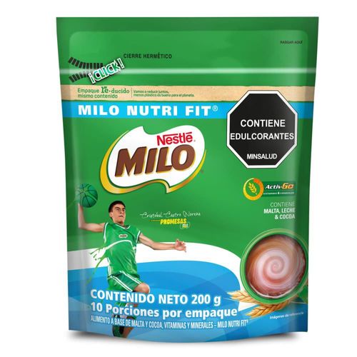 Bebida achocolatada con malta MILO NUTRI FIT menos azucares (200  gr)