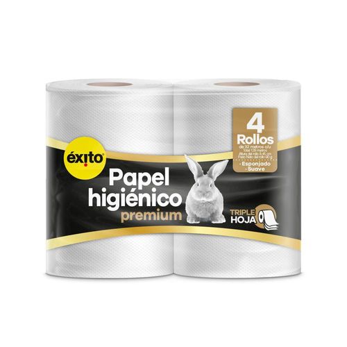 Papel higiénico EXITO MARCA PROPIA triple hoja premium x4 rollos (128  mts)