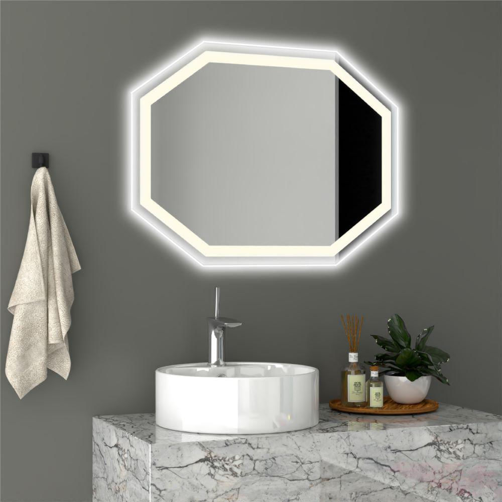 Espejo Hexagonal Mizu, Gris, Con Luz Led img #3