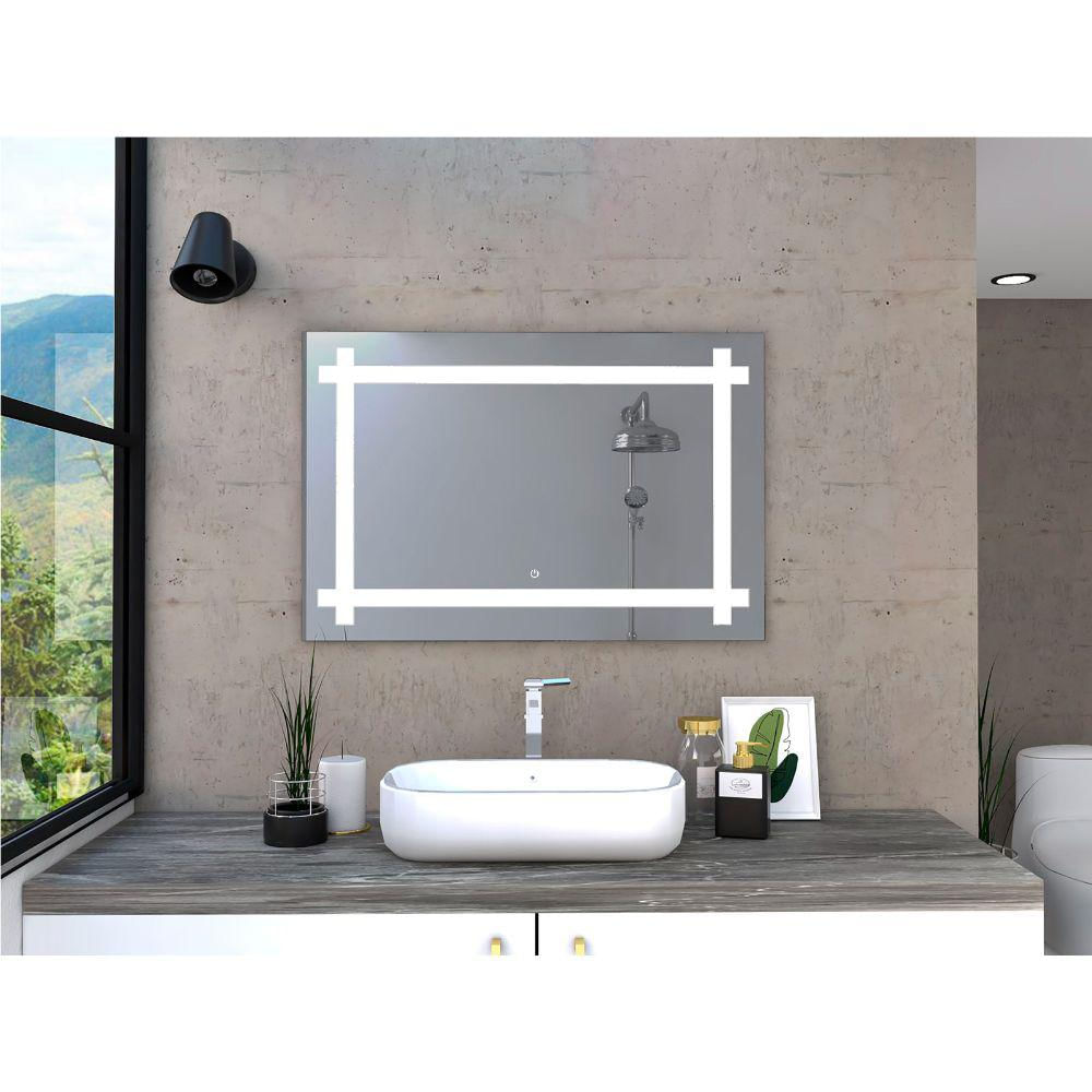 Espejo Rectangular Broni, Gris, Con Luz Led Y Touch img #1