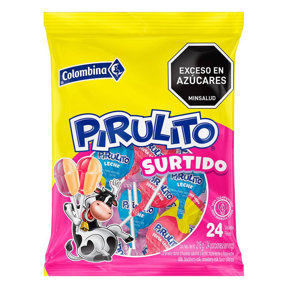 Caramelos PIRULITO sabores a mora leche fresa leche (216  gr) img #1
