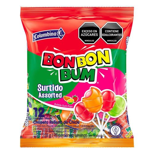 Chupetas BON BON BUM surtido relleno de chicle (228  gr)