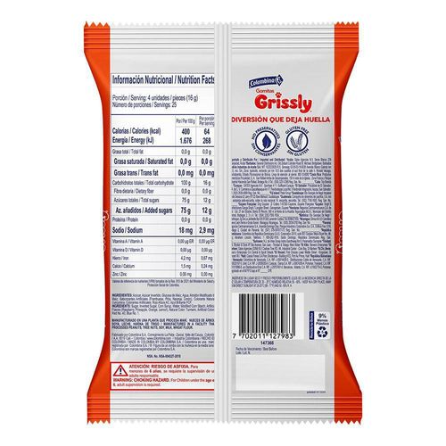 Gomitas  GRISSLY clásicas sabor a frambuesa (400  gr)