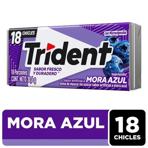 Chicles TRIDENT sin azúcar mora azul (30.6  gr)