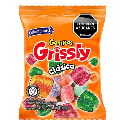Gomitas GRISSLY sabor a frambuesa, naranja y limón (72  gr)