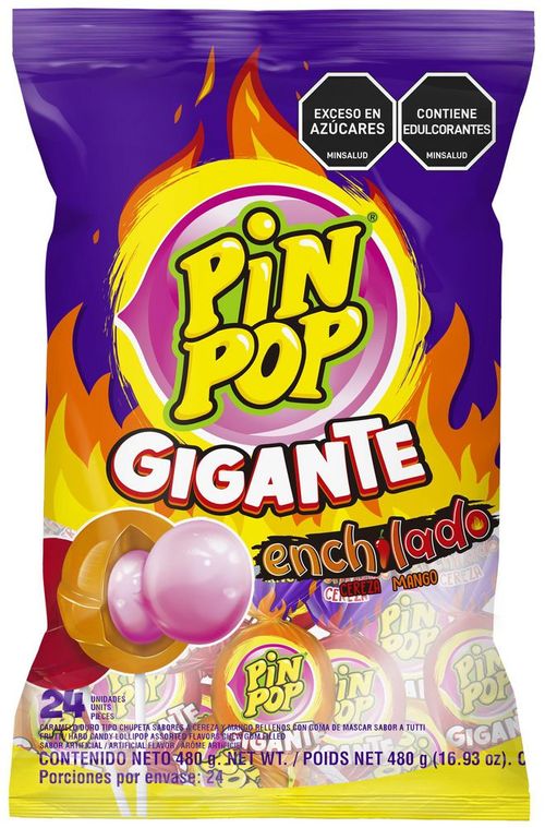 Caramelos PIN POP chupeta gigante enchilado (480  gr)