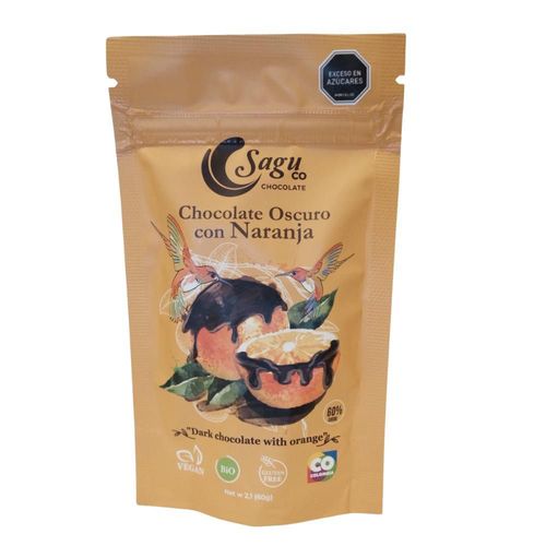 Chocolates Sagu co chocolate oscuro con naranja (60  gr)