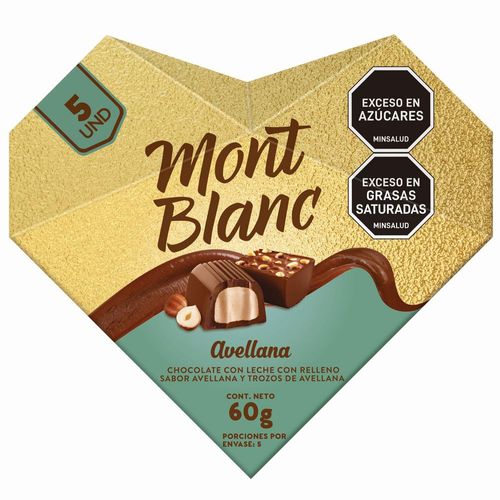 Bombones de chocolate MONTBLANC con relleno sabor avellana (60  gr)