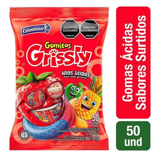 Gomitas GRISSLY ácidas sabor a manzana  (270  gr)