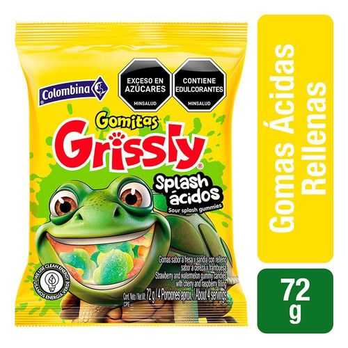 Gomitas GRISSLY ácidas sabor a fresa  (72  gr)