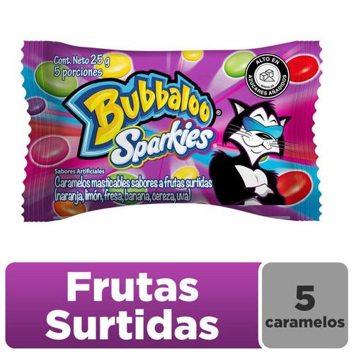 Caramelos BUBBALOO SPARKIES sabor a frutas surtidas (25  gr)