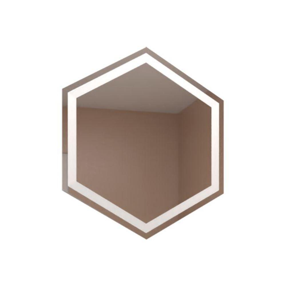 Espejo Hexagonal Wolf, Gris, Con Luz Led img #1