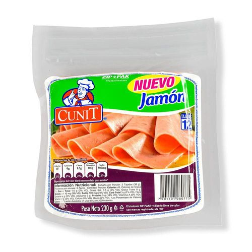 Jamón  CUNIT de cerdo x12 tajadas (230  gr)