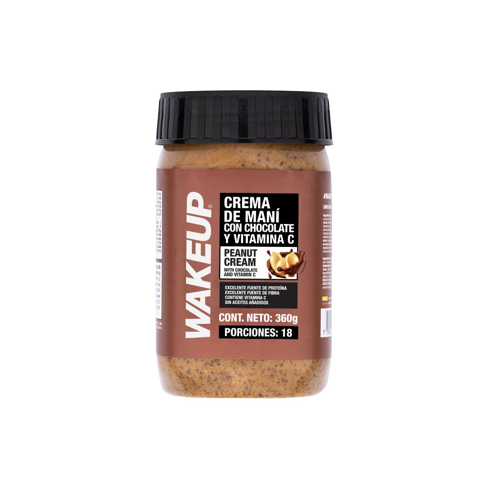 Crema de maní WAKEUP con chocolate y vitamina c (360  gr) img #1