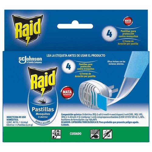 Repelente Pastilla Und + 4 Rpt RAID 32.9  ml