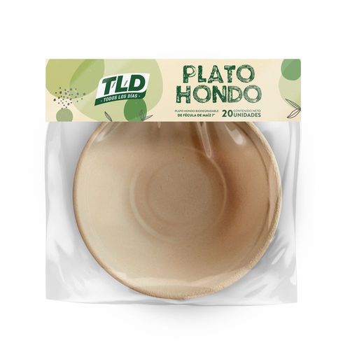 Platos desechables T/L/D TODOS LOS DIAS hondos biodegradables 17 cm