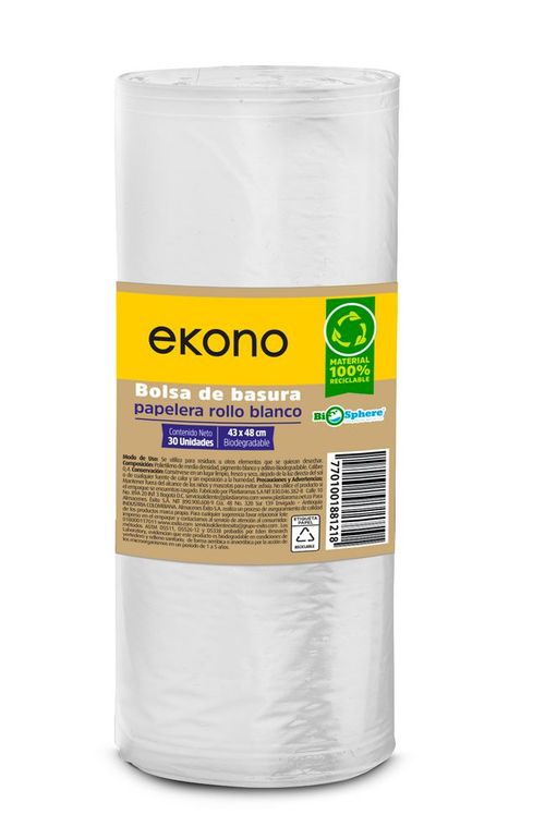 Bolsa para basura EKONO papelera rollo 43x48 cm