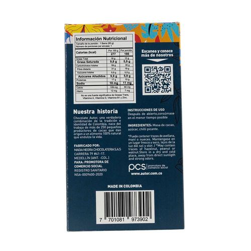 Cacao AUTOR con chilli picante (60  gr)
