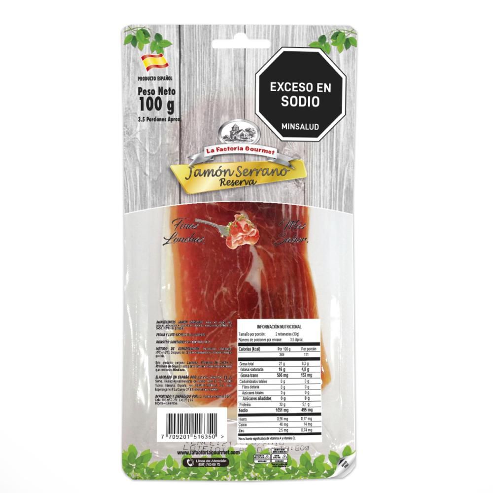 Jamón serrano LA FACTORIA GOURMET reserva (100  gr) img #1