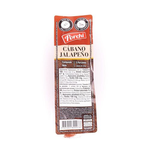 Cábano PORCHI jalapeño paquete x5und (125  gr)