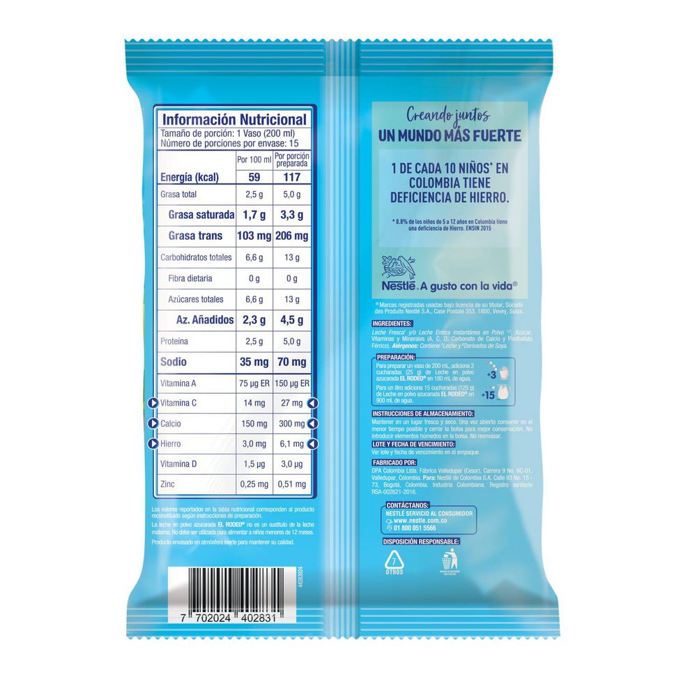 Leche EL RODEO en polvo azucarada (375  gr) img #3