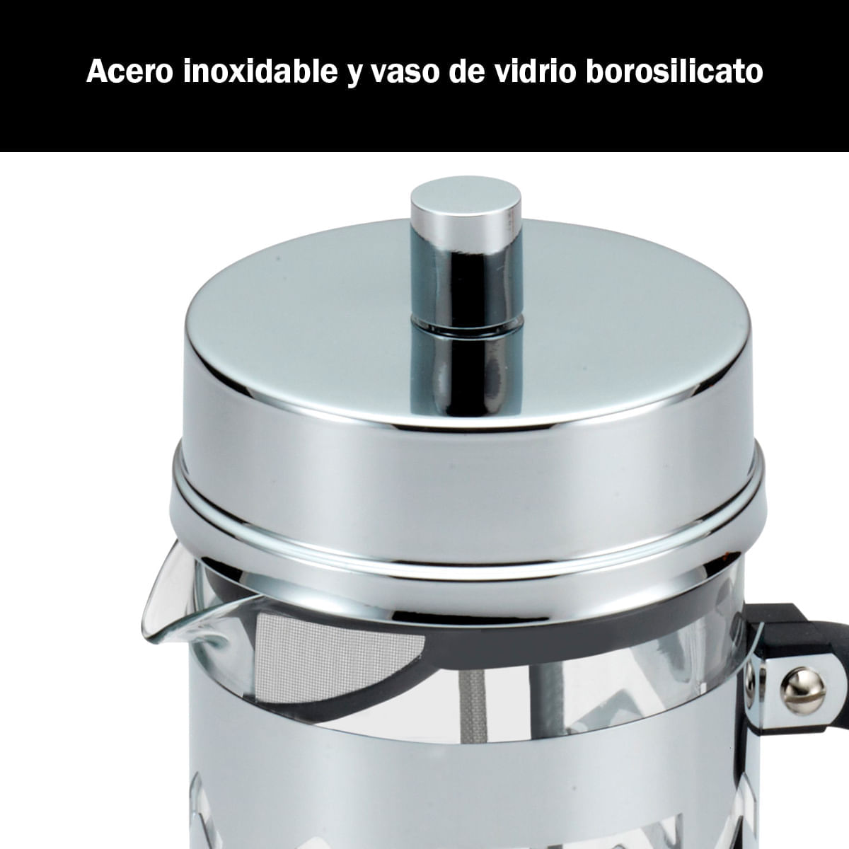 Prensa francesa 33,8 onzas/ 8 tazas/ 1L, acero inoxidable y vaso de vidrio borosilicato. BonJour, Chevron. img #3