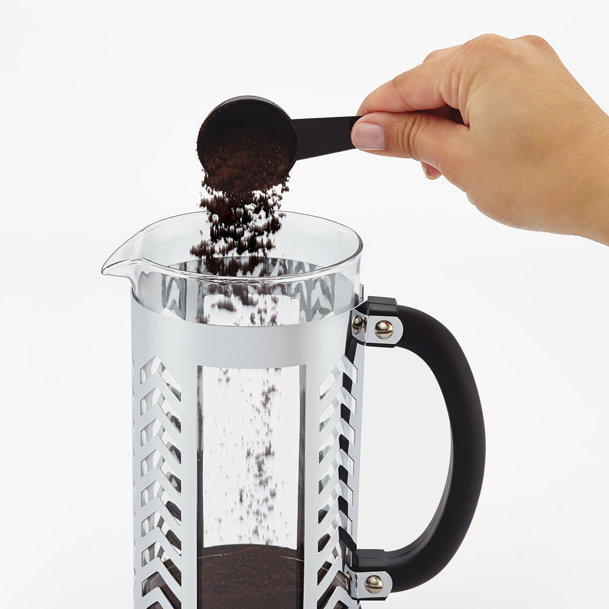 Prensa francesa 33,8 onzas/ 8 tazas/ 1L, acero inoxidable y vaso de vidrio borosilicato. BonJour, Chevron. img #4