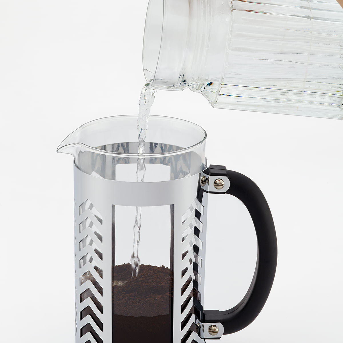 Prensa francesa 33,8 onzas/ 8 tazas/ 1L, acero inoxidable y vaso de vidrio borosilicato. BonJour, Chevron. img #5