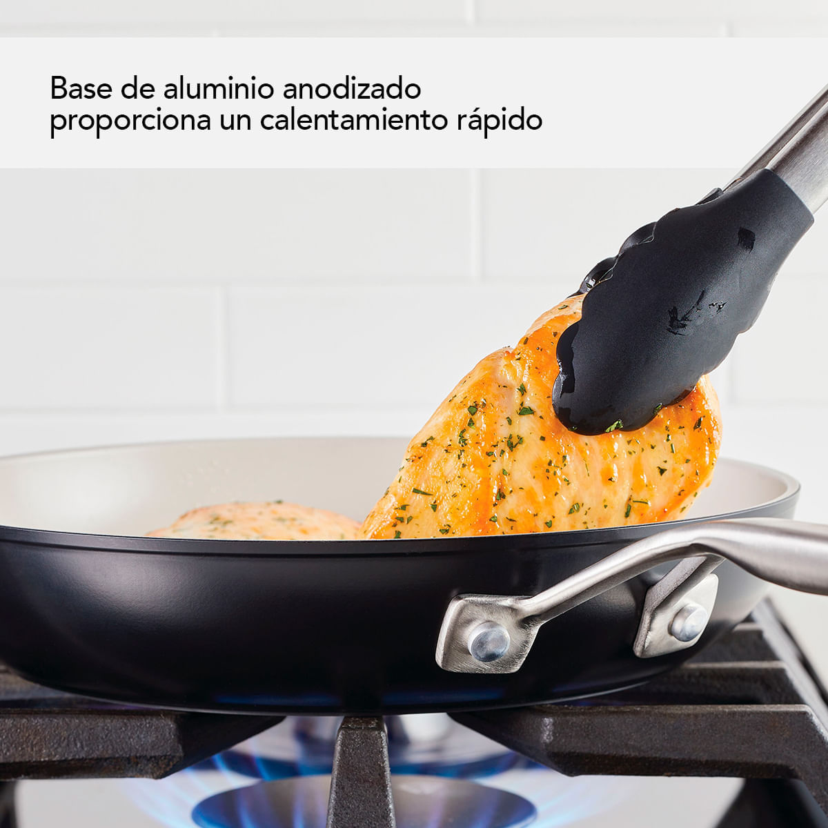 Sartén anodizado duro, antiadherente cerámico, mango en acero inox, KitchenAid. img #6