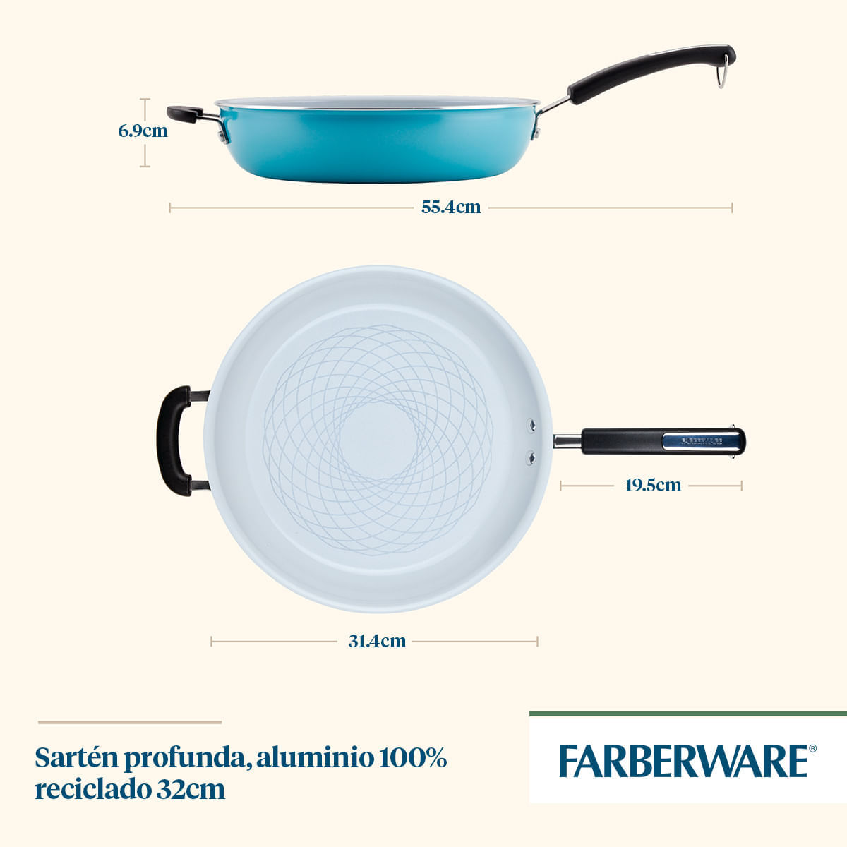 Sartén con mango y asa antiadherente Cerámico Farberware img #6