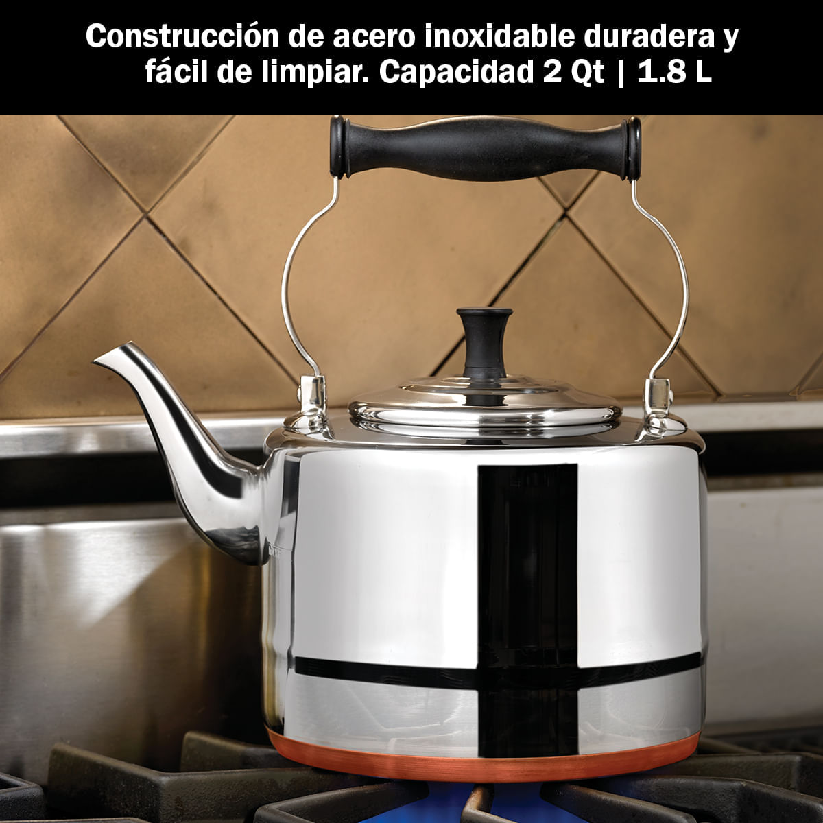 Tetera 1.8L Cuello de Ganzo, base de cobre y acero inoxidable img #3