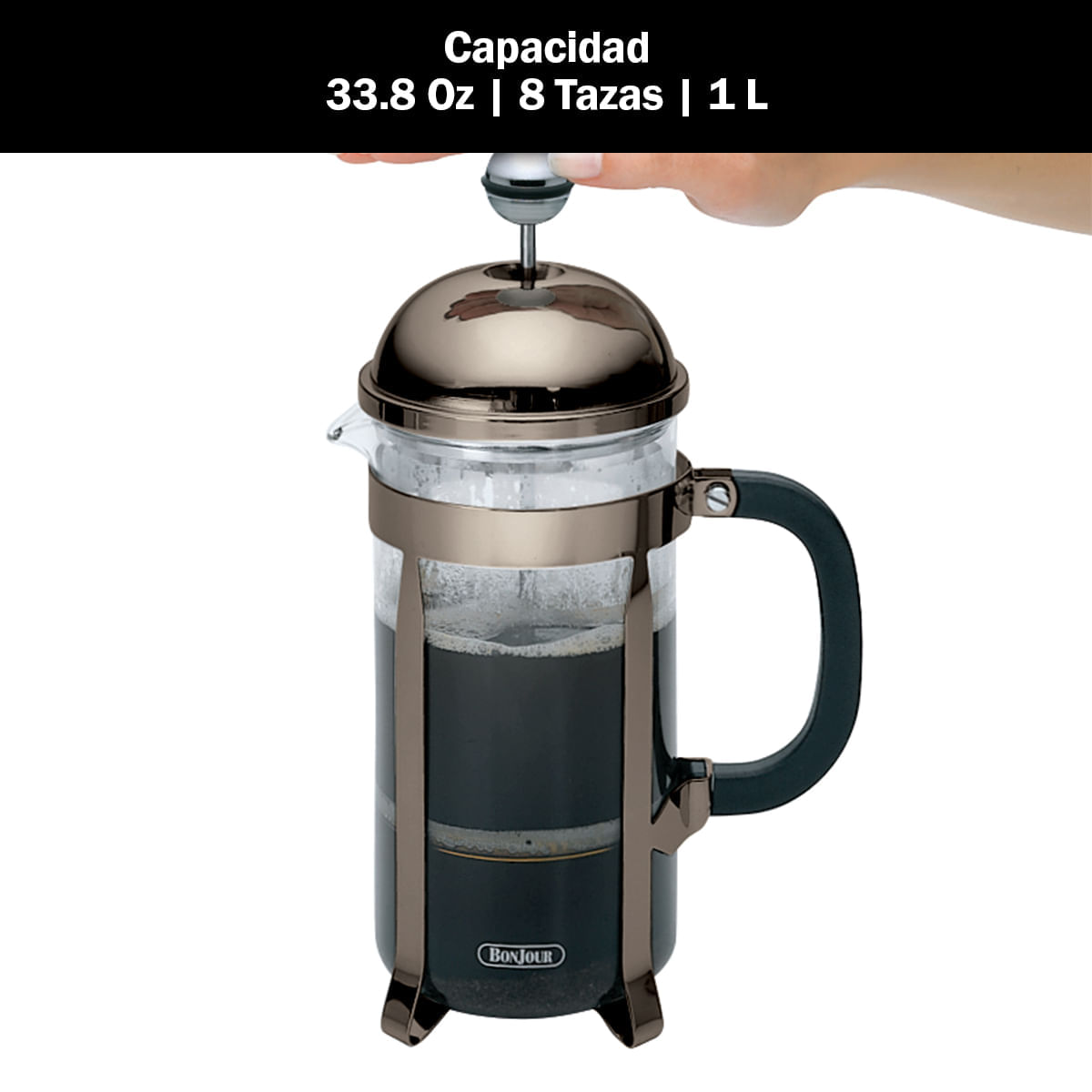 Cafetera de prensa francesa, 8 tazas, color bronce, BonJour Maximus. img #5