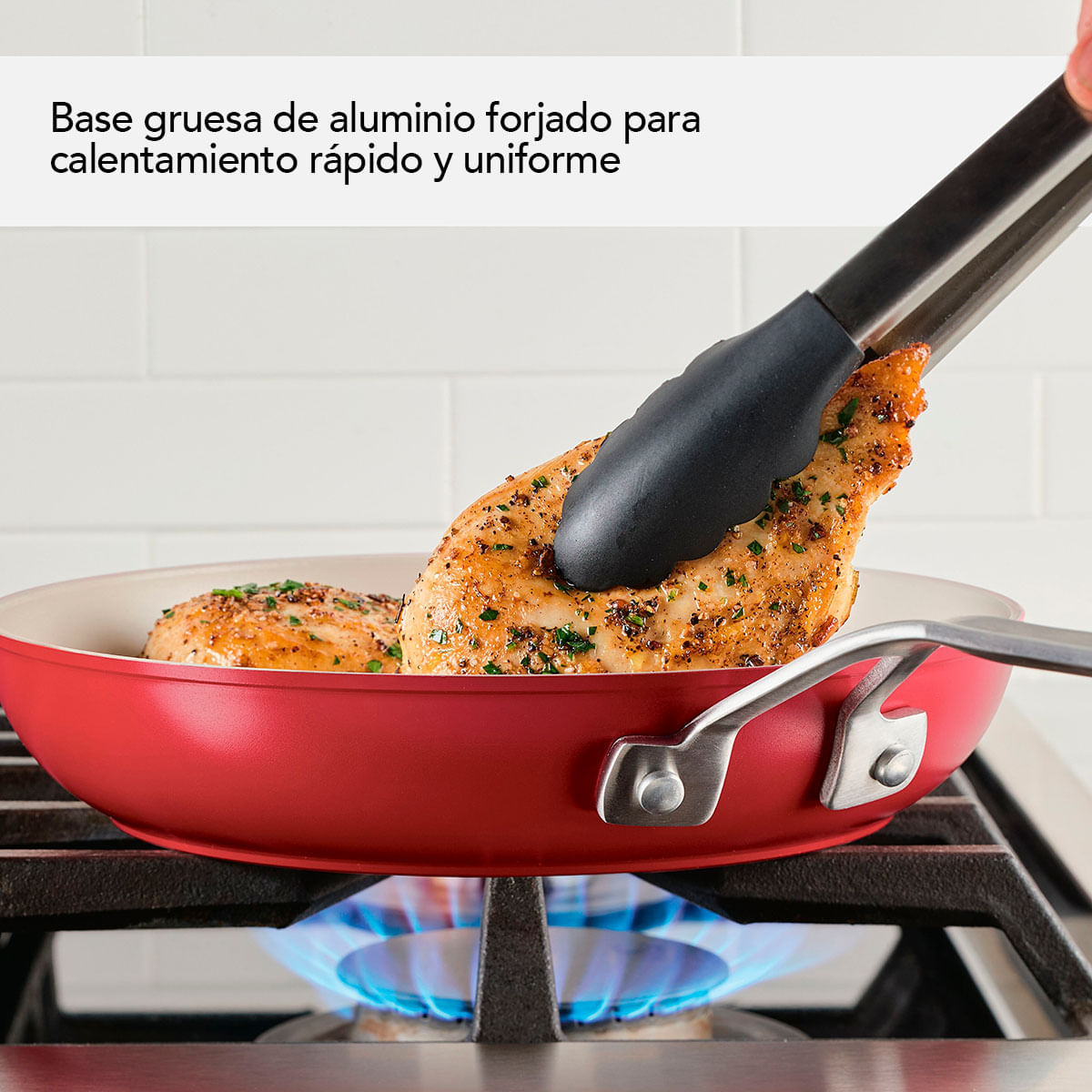 Juego de Ollas 8Pzs. Aluminio forjado. Antiadherente cerámico.Color Rojo. KitchenAid img #3
