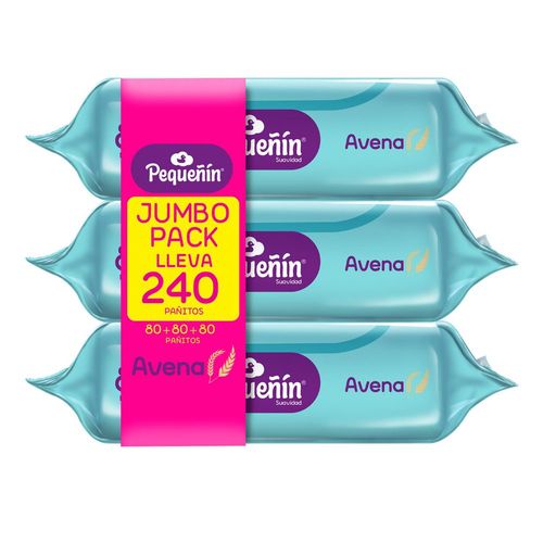 Pañitos húmedos PEQUENIN avena jumbo pack (240  und)