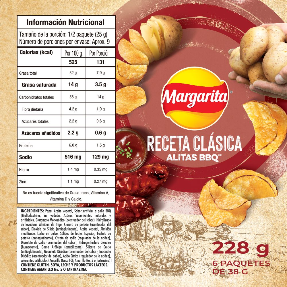 Papas MARGARITA receta clásica alitas BBQ (228  gr) img #3