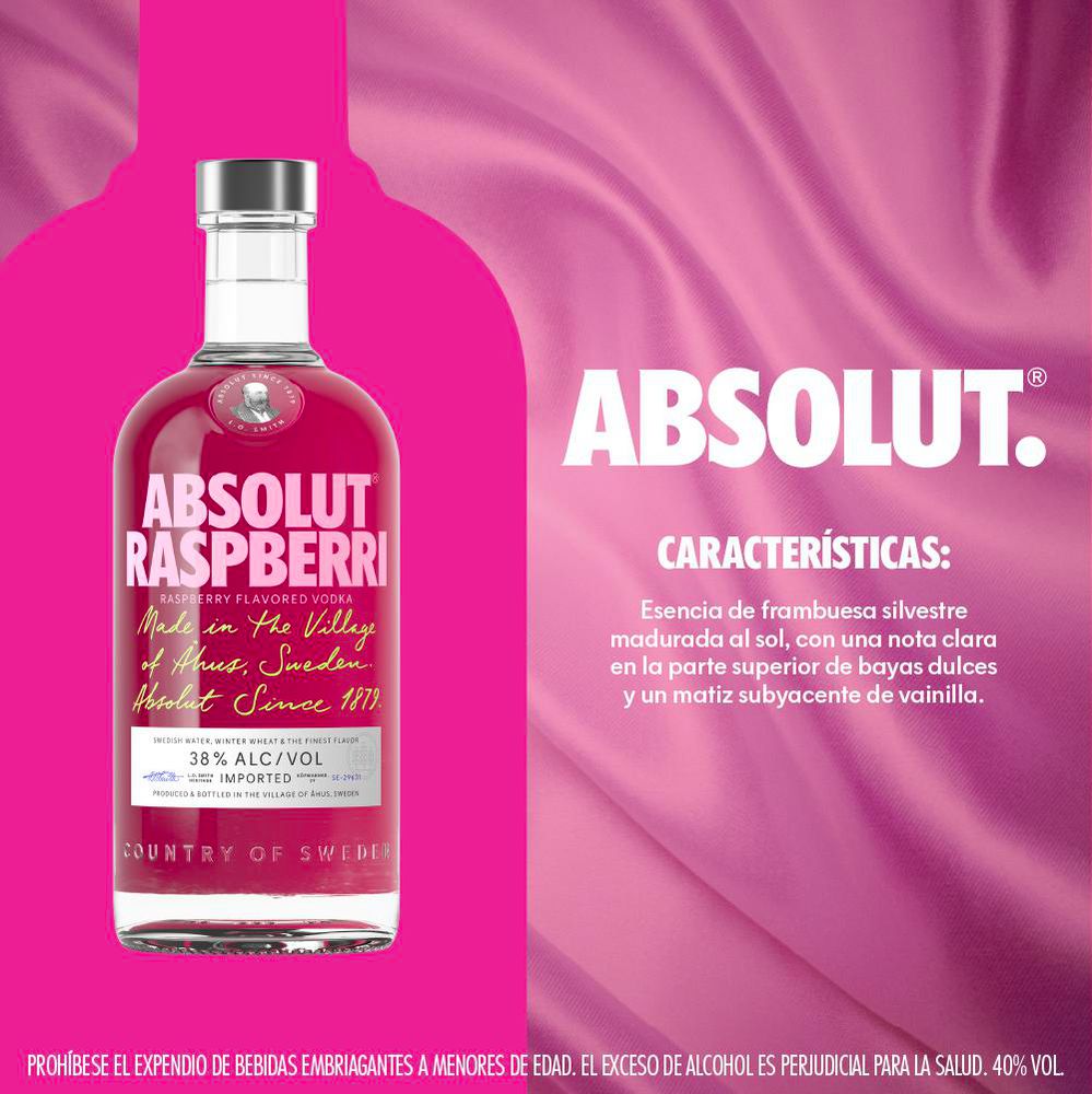 Vodka ABSOLUT botella raspberri (700  ml) img #2