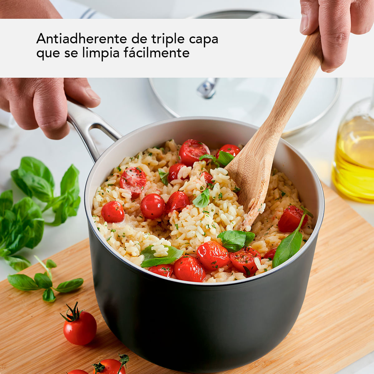 Perol 19.5cm, anodizado duro, antiadherente cerámico, tapa de vidrio templado. KitchenAid. img #8