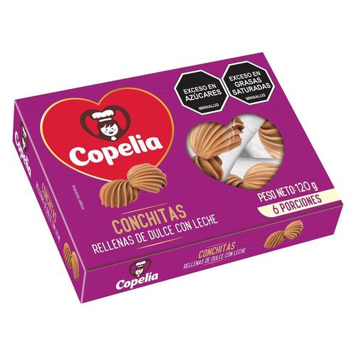 Conchitas COPELIA rellenas dulce con leche x6und (120  gr)