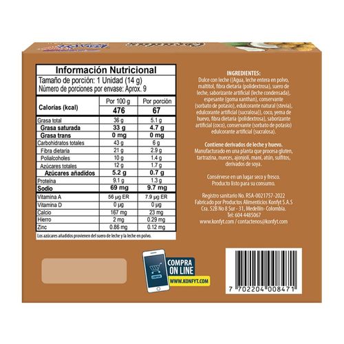 Cocadas KONFYT dulce de leche (130  gr)