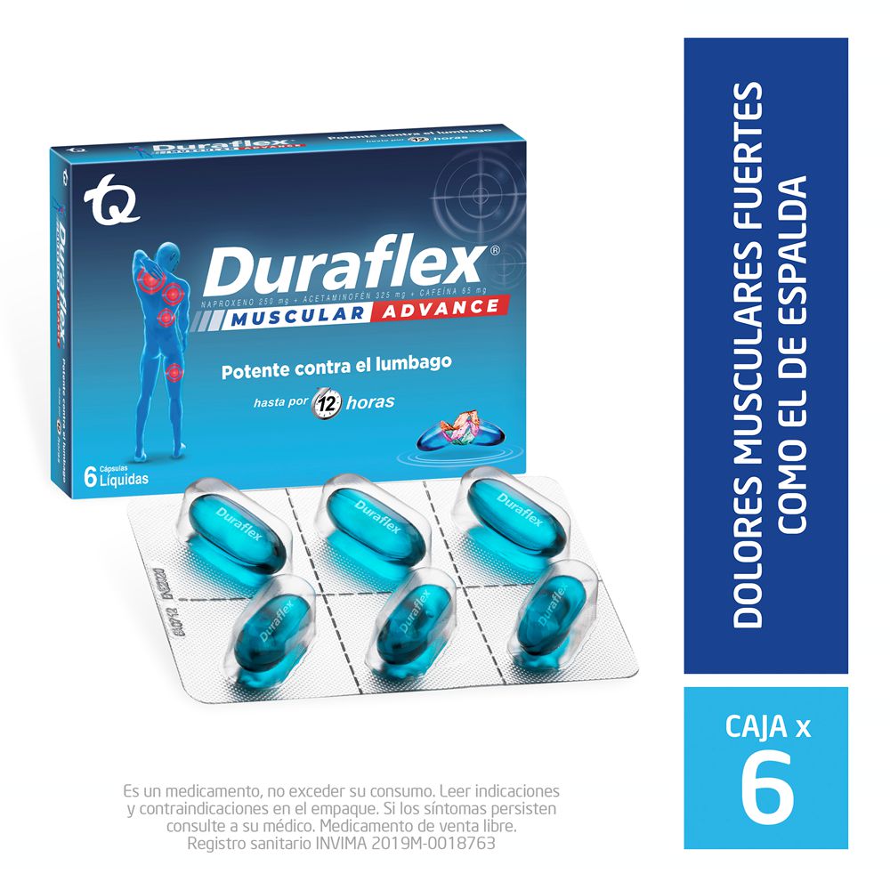 Cápsulas líquidas DURAFLEX advance dolor muscular y espalda (6  und) img #1