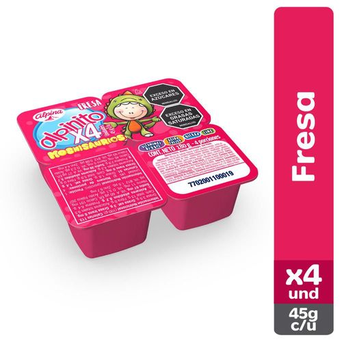 Alimento lácteo ALPINITO fresa x4und (180  gr)
