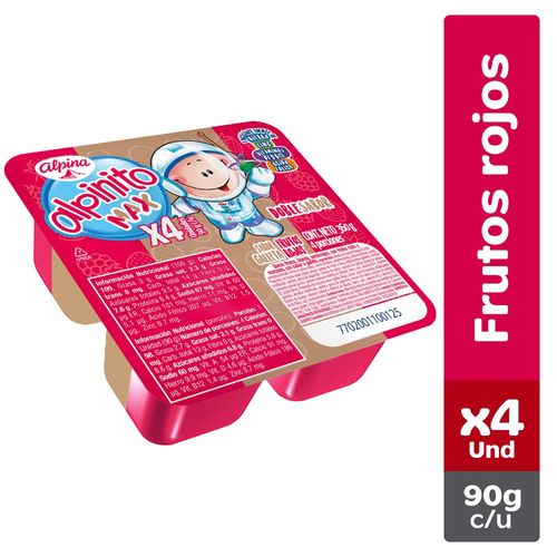 Alimento lácteo ALPINITO frutos rojos galleta x4und (360  gr)