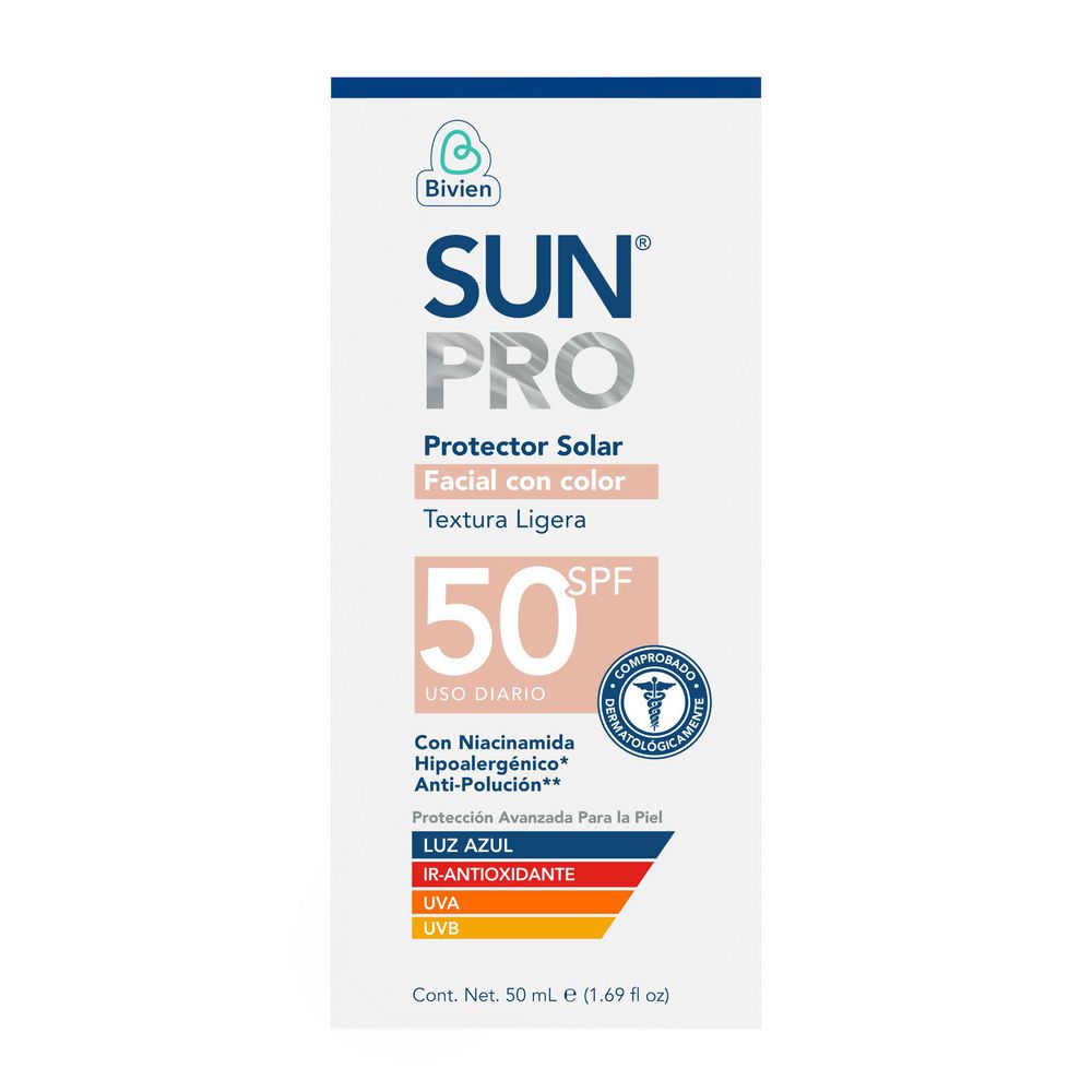 Protector solar SUN PRO facial con color FPS 50 (50  ml) img #1
