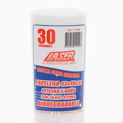 Bolsa para basura LASER biodegradable 43x48 cm