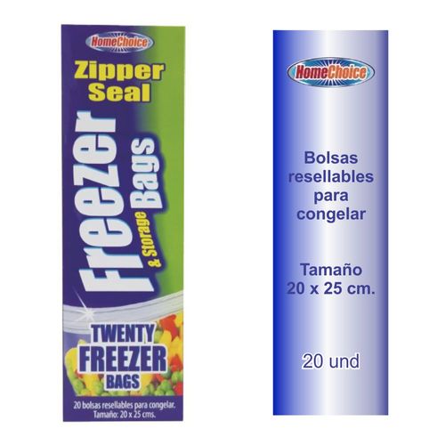 Bolsas resellables HOMECHOICE MARCA EXCLUSIVA para congelar 20x25 cm