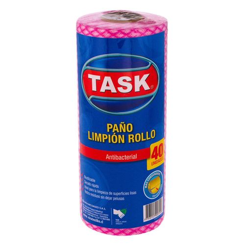 Paños TASK limpión, rollo antibacterial (40  und)